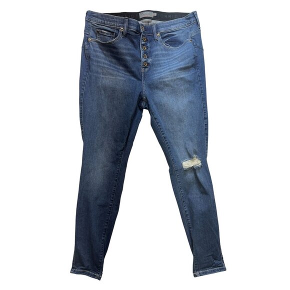 Torrid Women Bombshell Skinny Jeans Sze 16R Blue Denim Stretch Button Fly Casual - Picture 2 of 12